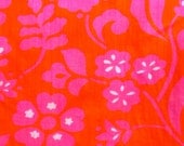 Vintage 1960s Day Glo Floral Print Fabric / 2 Yards