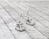 On Sale Anchor Earrings, Sterling Silver
