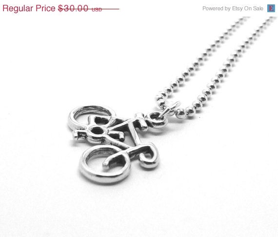 On Sale Bicycle Necklace, Unisex, Sterling Silver
