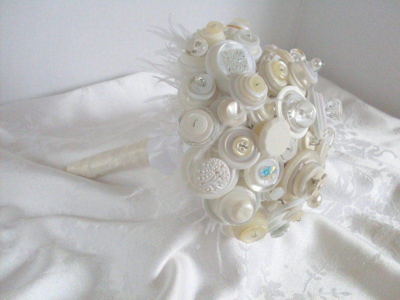 Winter White Button Bouquet , weddings, alternative bouquet