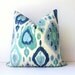 Ikat Decorative Designer Pillow Cover 18 Accent Cushion turquoise teal indigo Blue navy emerald green modern suzani robins egg