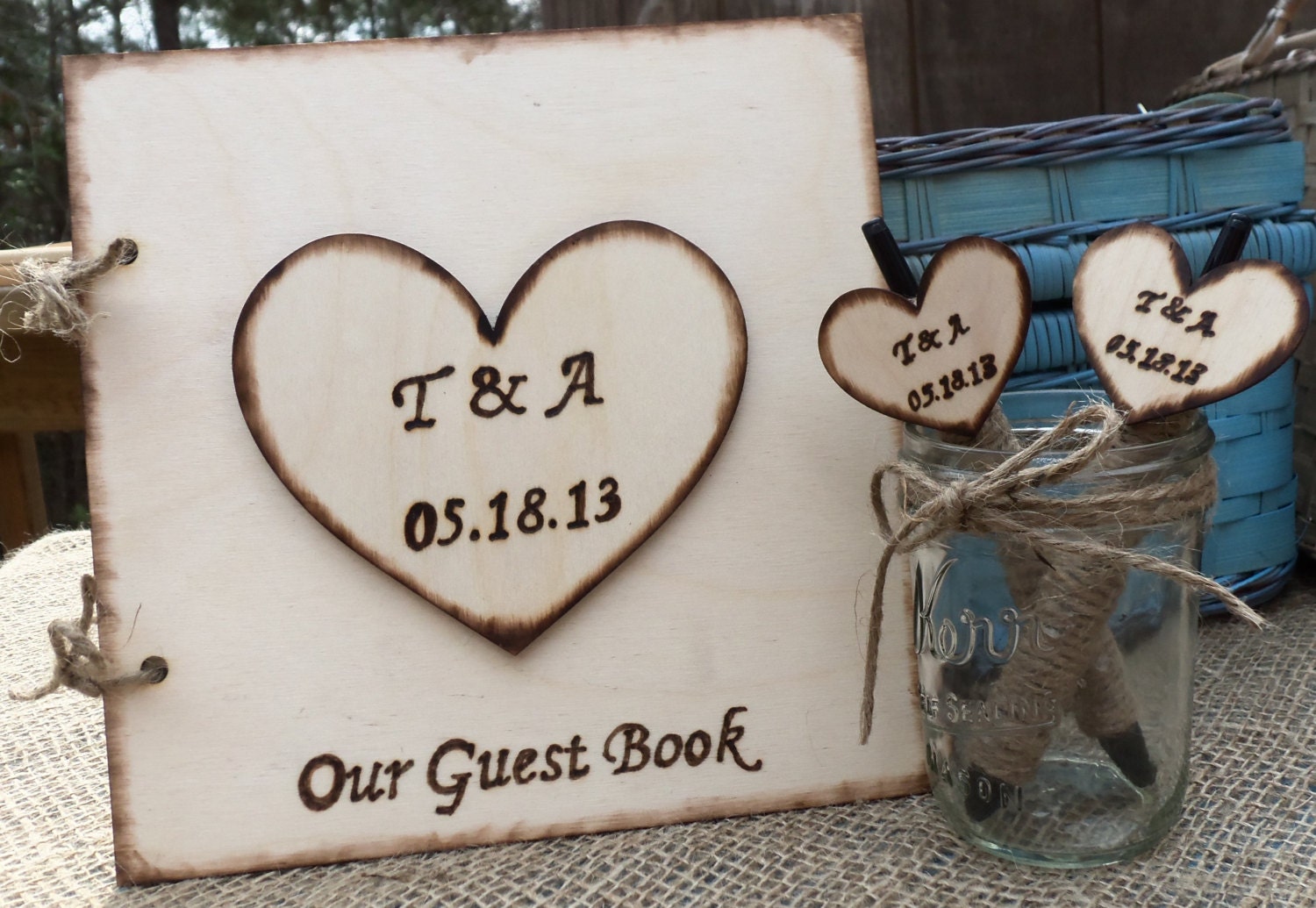 Rustic Wedding Guest Book / Pen Set  - GoRustic Designs