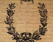 Leaf FRAME Bows Empty Digital Collage Sheet Download Burlap Fabric Transfer Blank Inside to Iron On Pillows Totes Tea Towels No. 4459