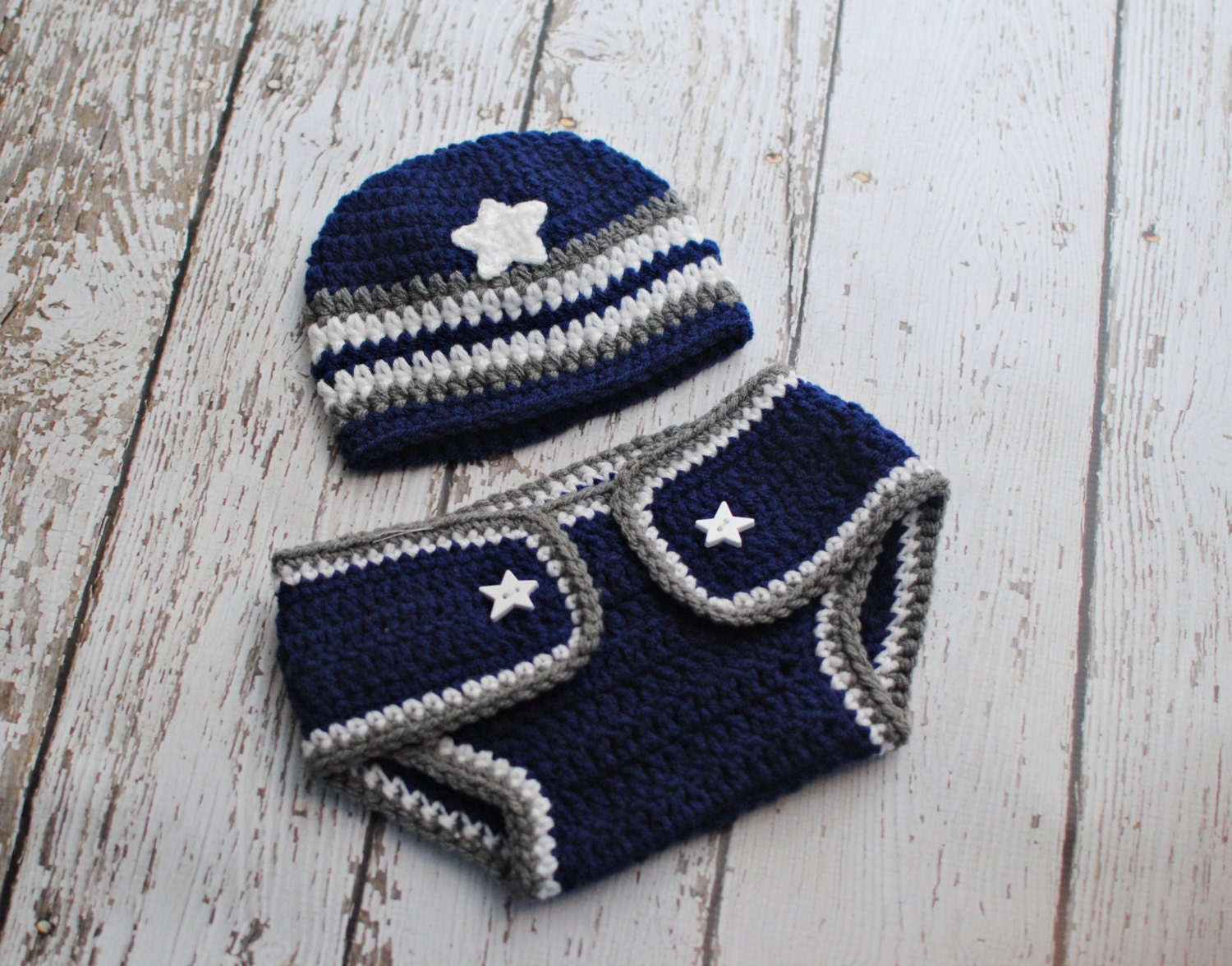 Baby Dallas Cowboys Beanie and Diaper Cover Set, Photo Prop, Baby Football, Baby Dallas Cowboys Set, MADE TO ORDER - Newborn to 24 Months