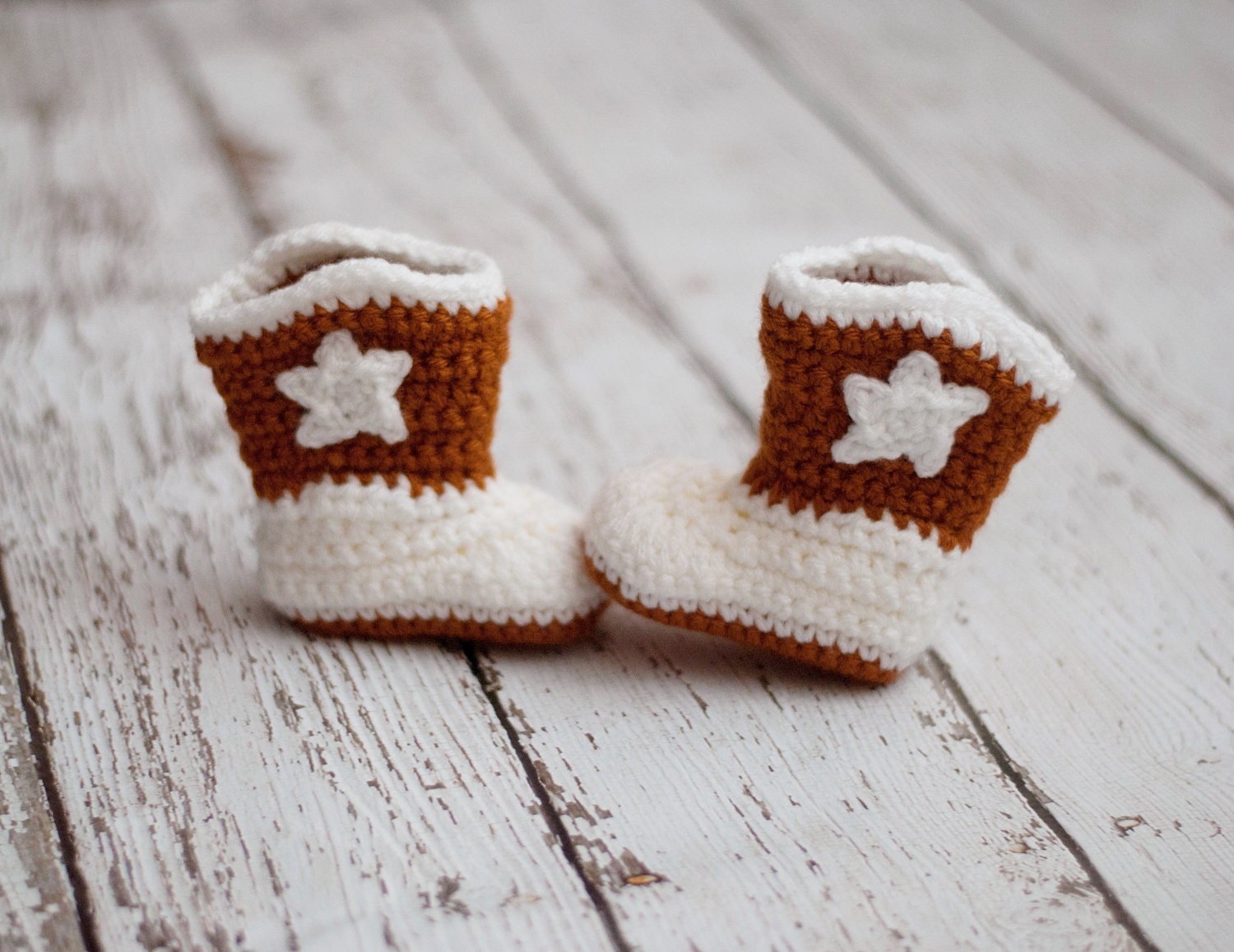 Longhorn Baby Boots, Crochet Baby Booties, Cowboy Boots, Infant Sizes, Newborn to 12 Months, Made to Order