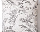 Black & Cream Botanical Bird Print Pillow Cover - 20 x 20