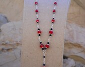 Tudor Ruby Red and Onyx Black Crystal Renaissance Fantasy Cosplay Anime Steampunk Costume Necklace and Earrings