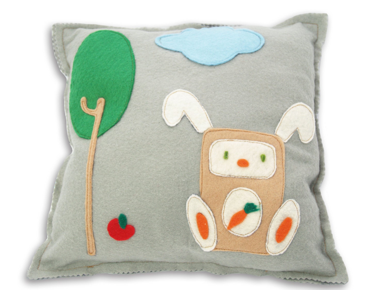 Hand made Funky Felt Pillow by Mezoome Designs (Wabbit)