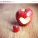 SALE 30% OFF Kitchen Art Food: Red Apple heart 5x7 Fine Art Photography Wall Art Print Fruit Still life Fruit Wall Art Kitchen wall art fru