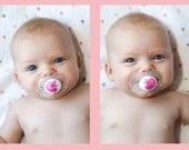 New - BEST FRIENDS - Hand Painted Pacifier Set in Clear MAM 6 Month Pacifiers