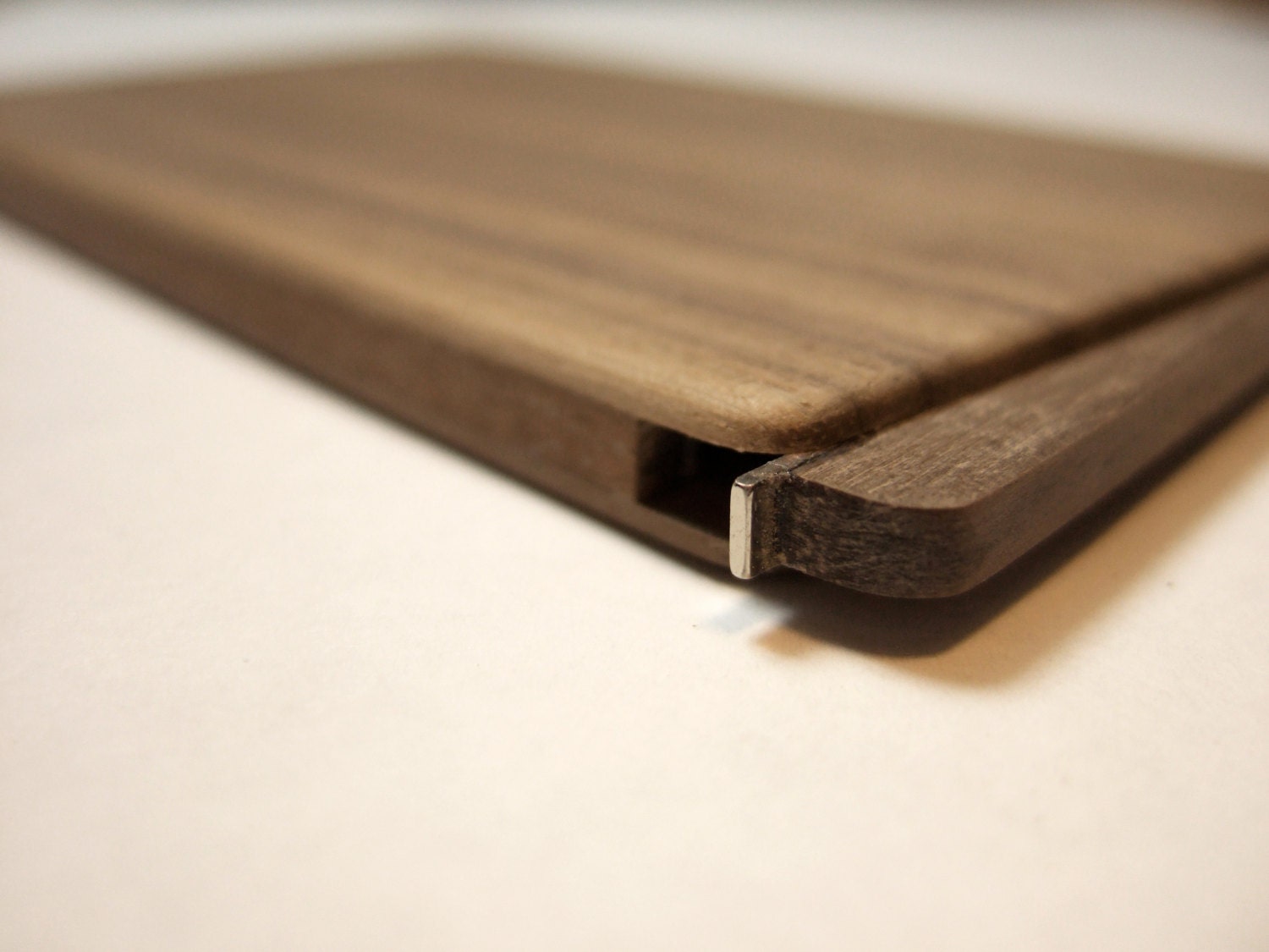 wood business card holder. slim. walnut.