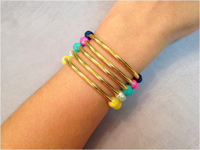 Colorful Stackable Brass Bar Bracelets - Buy 2 Get 1 Free