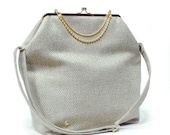 Big Fold Clutch Bag - Beige - Gold - woman bag, removable strap, Duchess Case collection