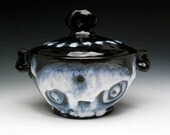 Ghostly Two Skulls Sugar Bowl, Lidded Jar