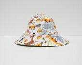 Toddler Sun Hat Reversible with strap (1-3 years) - Forest Friends