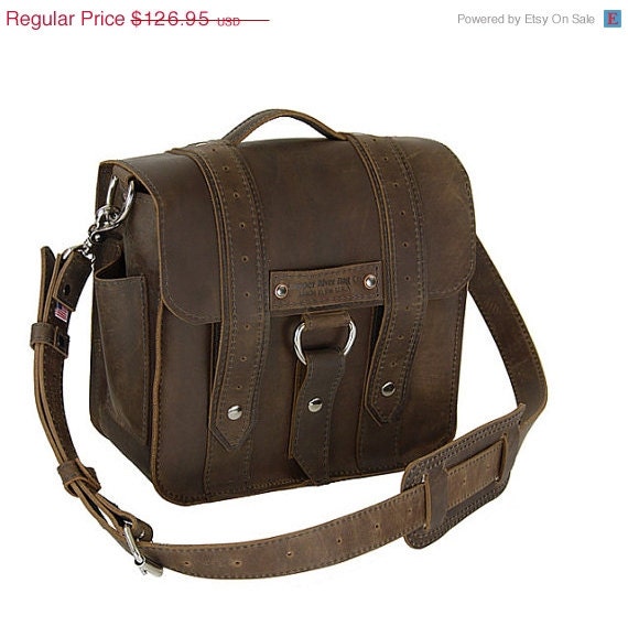 SALE Leather iPad Bag New: Made in the U.S.A. - Rustic Brown Voyager Style 10"