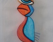 Twisted Bluebird 2, Original Wood Carving, Wall Art, by Fig Jam Studio