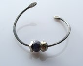 Sapphire Pyrite Sterling Silver Cuff Bracelet