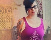 Hippie Tee Pee Screenprinted Violet Racerback Tank Top