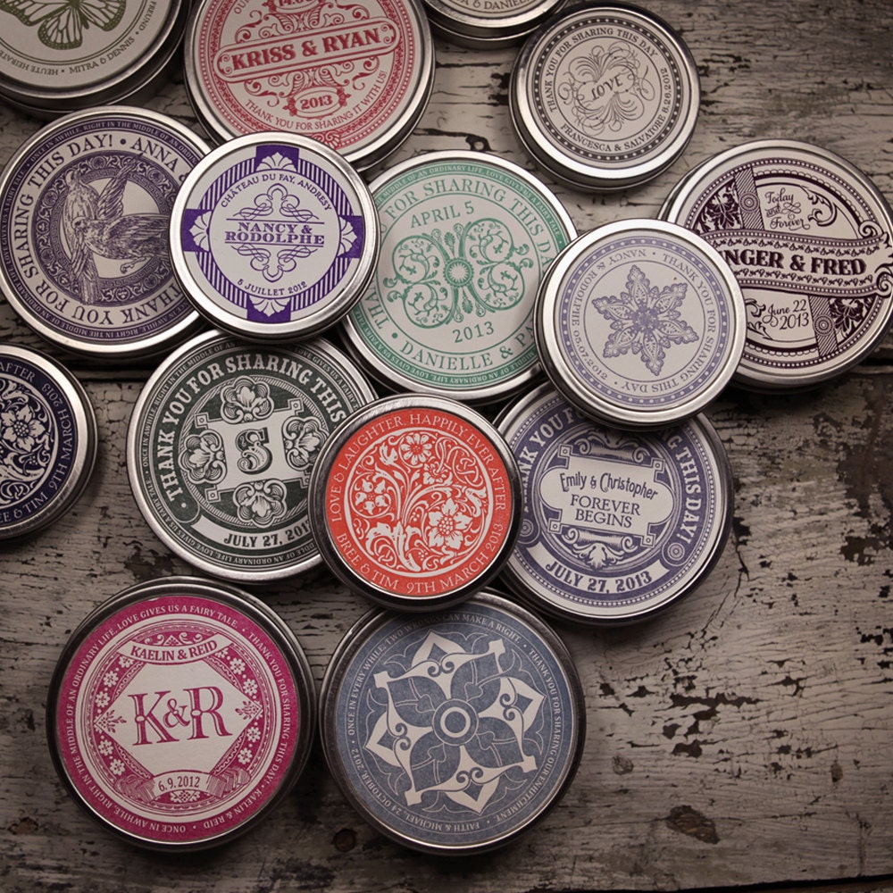 Wedding Favor Tin with Letterpressed Label