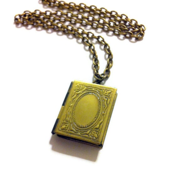 Bronze Book Locket Necklace