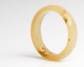 caramel and gold thin multifaceted eco resin ring - size 7.5