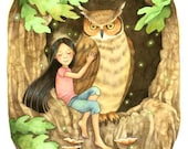 Owl's Hollow - Cute Imaginary Friend Watercolor Painting