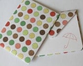 Set of 2 Stationery - Multi Colored Dots - Umbrella