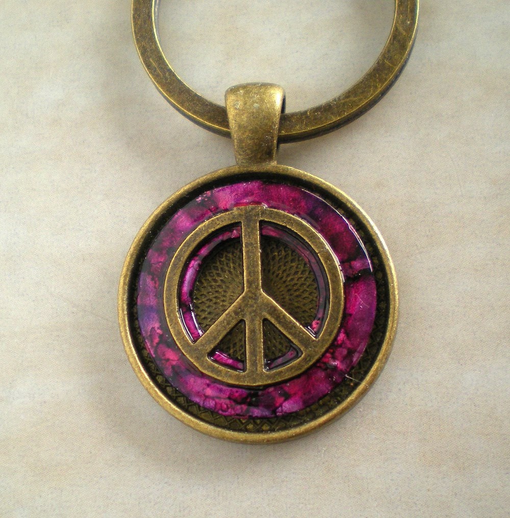 Peace Keychain: Purple - Father's Day - Men's Keyring - Peace Sign Keychain - Men's Keychain - Hippie Keychain - Peace Symbol - Men's Gift