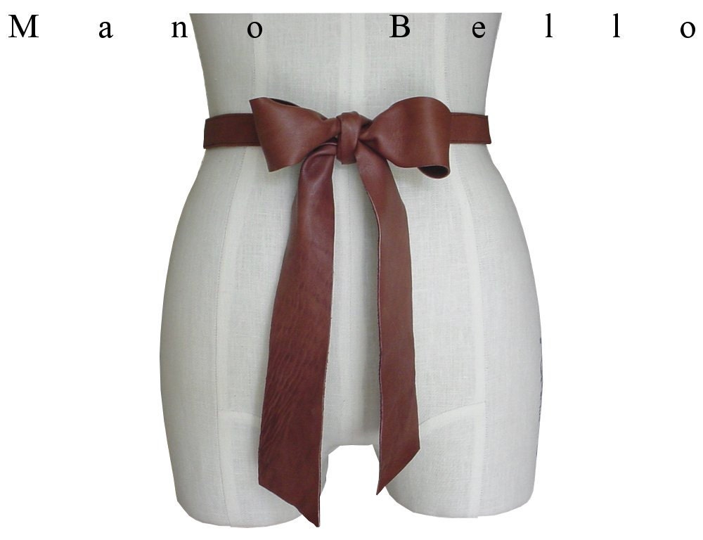 Favorite Skinny Belt Leather Tie Belt Custom Made Brown