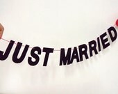Just married felt garland banner (black & red)