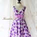 Miss Floral - Beautiful Floral Dress Purple Floral Print Vintage Style Party Wedding Bridesmaid Country Dress XS-M