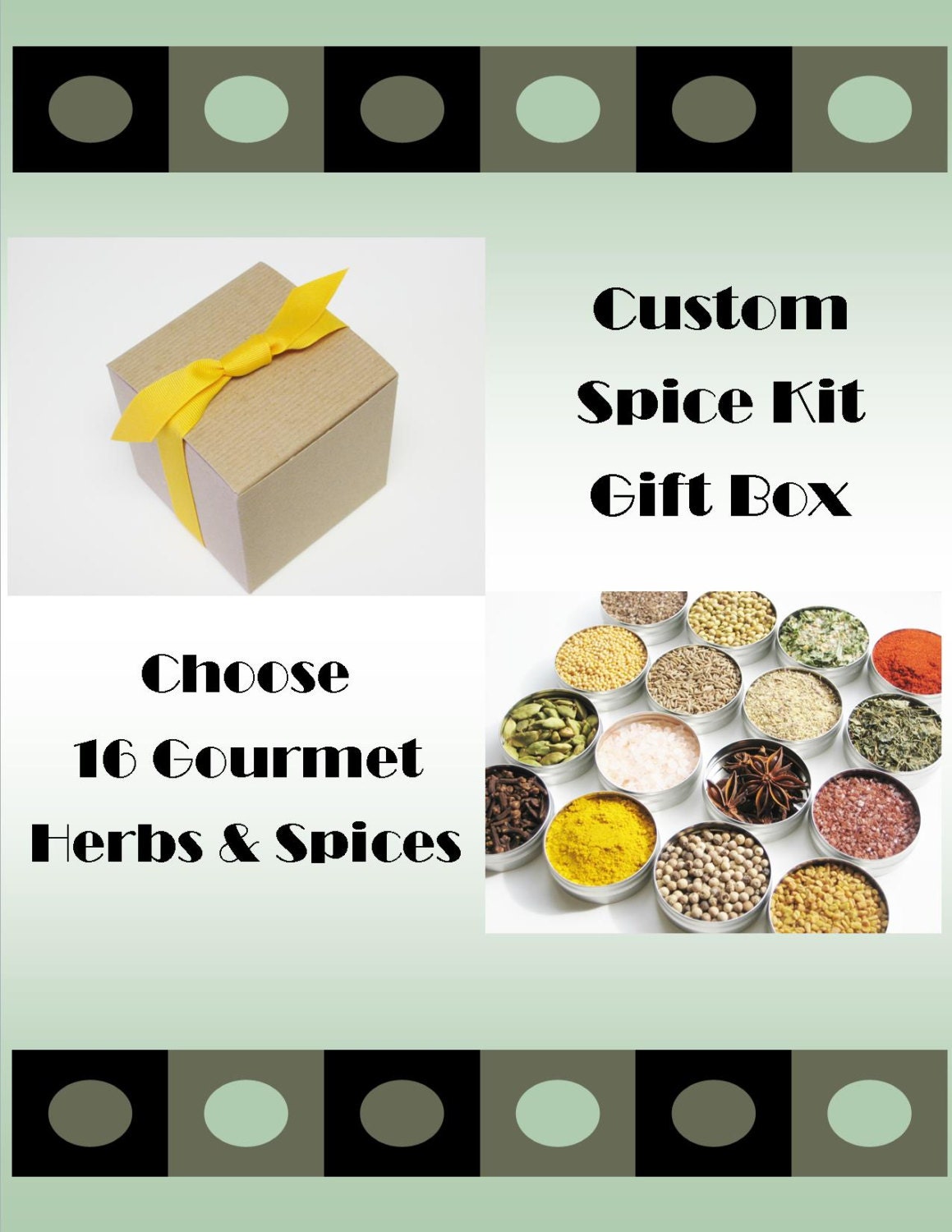 Custom Spice Kit Gift Box - choose 16 gourmet herbs & spices from over 100 spices / rubs / loose tea / baking / salts - DIY cooking gift