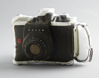 Vintage Ansco Camera Canvas Printed Pillow