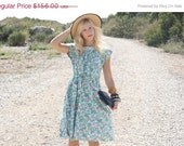 20% Off MEMORIAL DAY SALE Vtg 1950s 50s Swirl Cotton Floral Wrap Dress w/ Front Pockets M/L