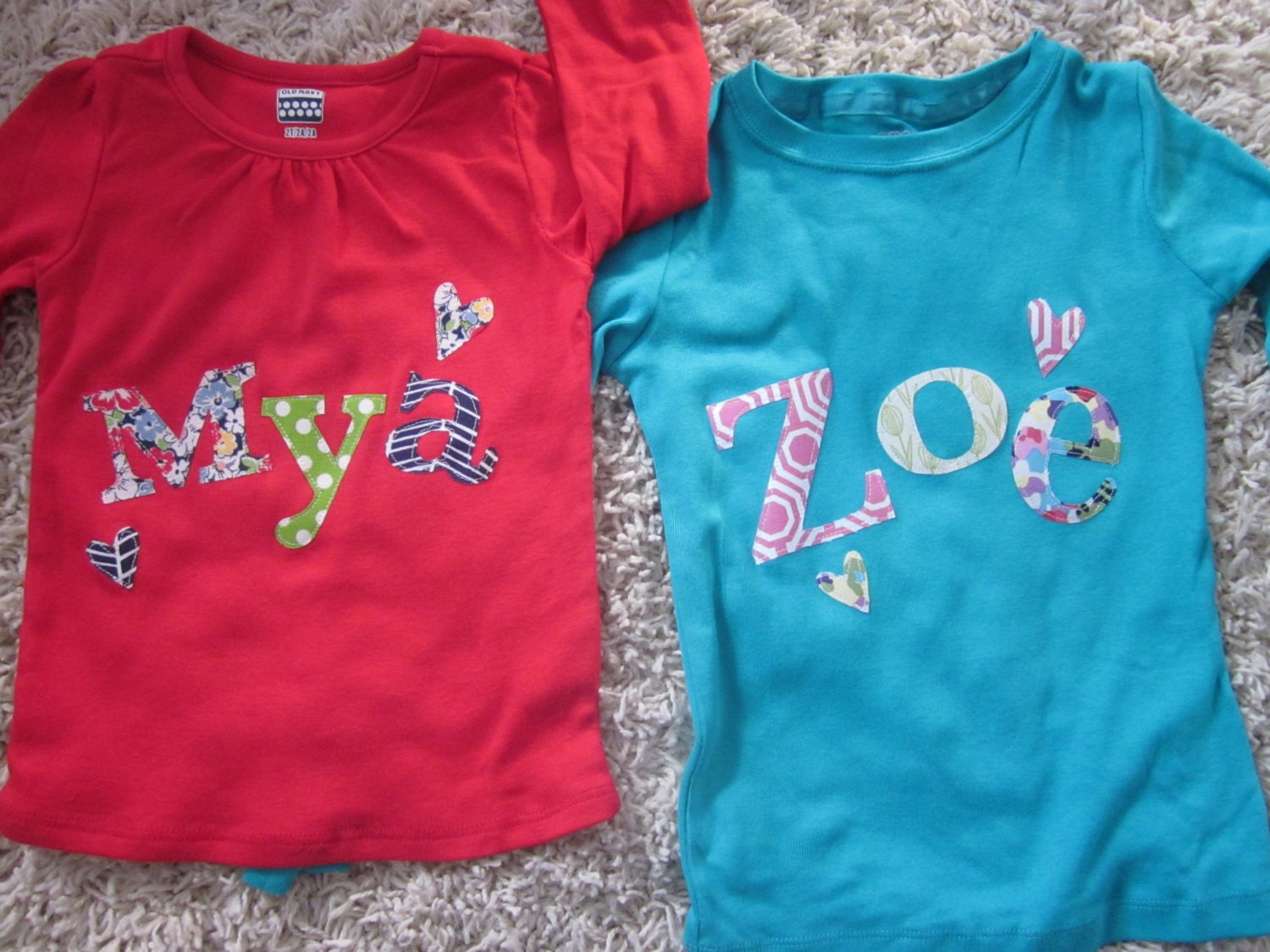 Pair of sibling shirts with names