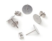 Flat Pad Earring Posts with Butterfly Clutch - Steel - 6mm - Stud Posts - 96 sets