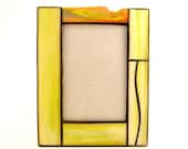 Stained Glass Picture Frame for a 4 x 6 Photo, Lime Green,  Home Decor, OOAK,