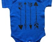 Arrows - Royal Blue Baby Bodysuit - Blue Baby Shirt with Black Arrows - Children's Clothing -  8 colors available