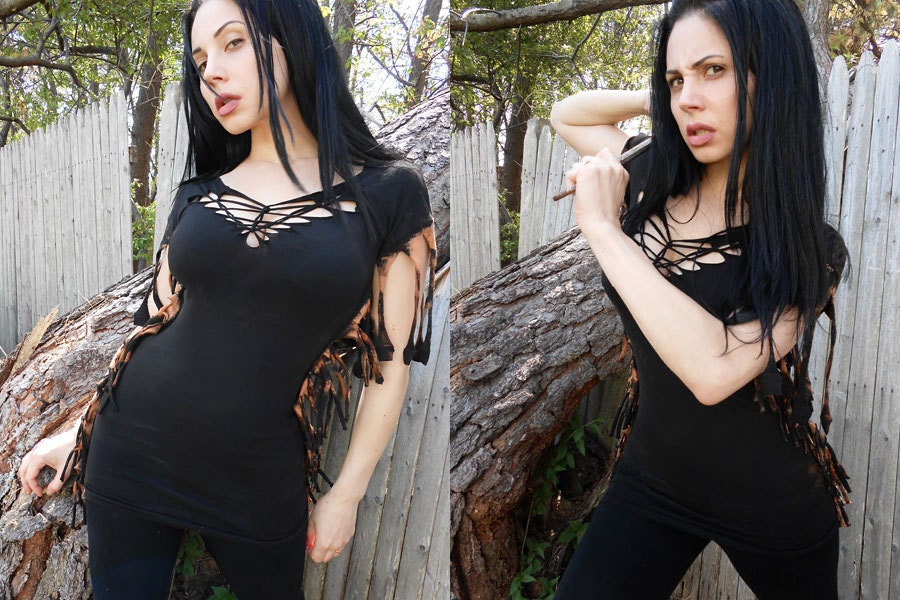 Grunge Post Apocalyptic Deconstructed Goth Zombie Shredded Industrial Boho Dress