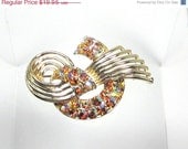 BIG SALE Gorgeous Coro Vintage Rhinestone Brooch, Aurora Borealis Topaz Rhinestone Pin