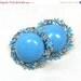 Sale Vintage Blue and Silver Clip On Earrings, Sky blue enamel with Blue Rhinestones