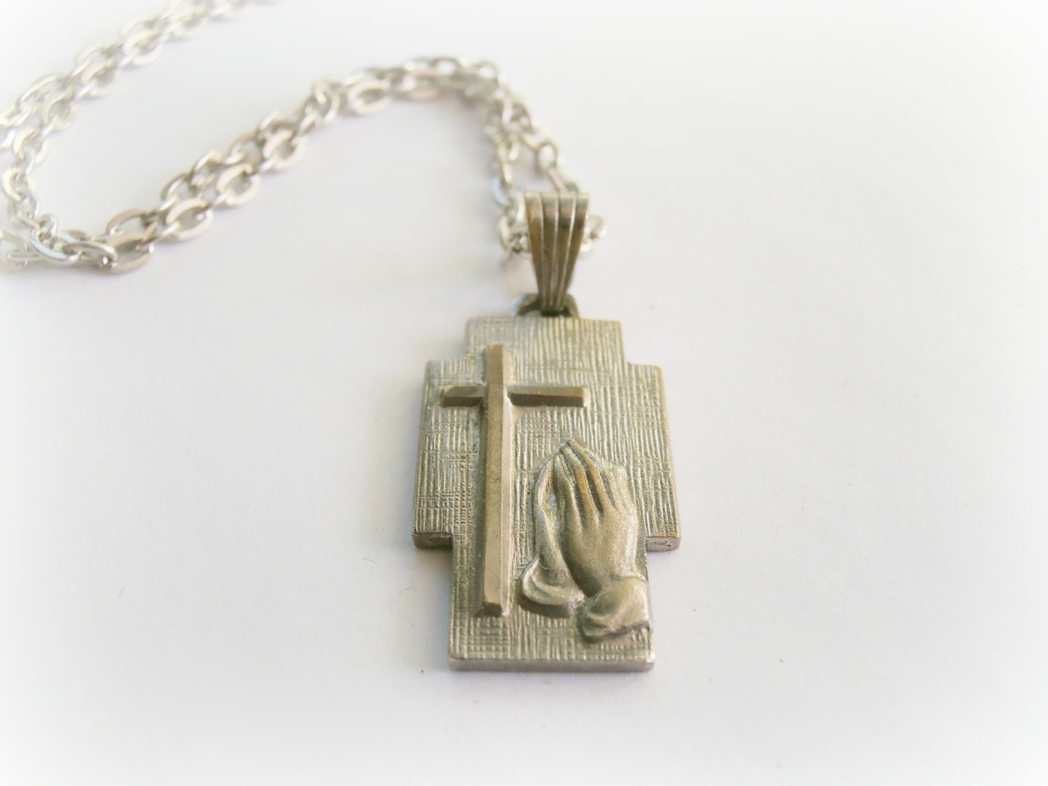 Praying Hands and cross sterling silver Necklace