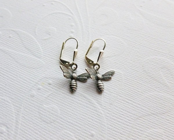 Honey Bee Earrings - Silver