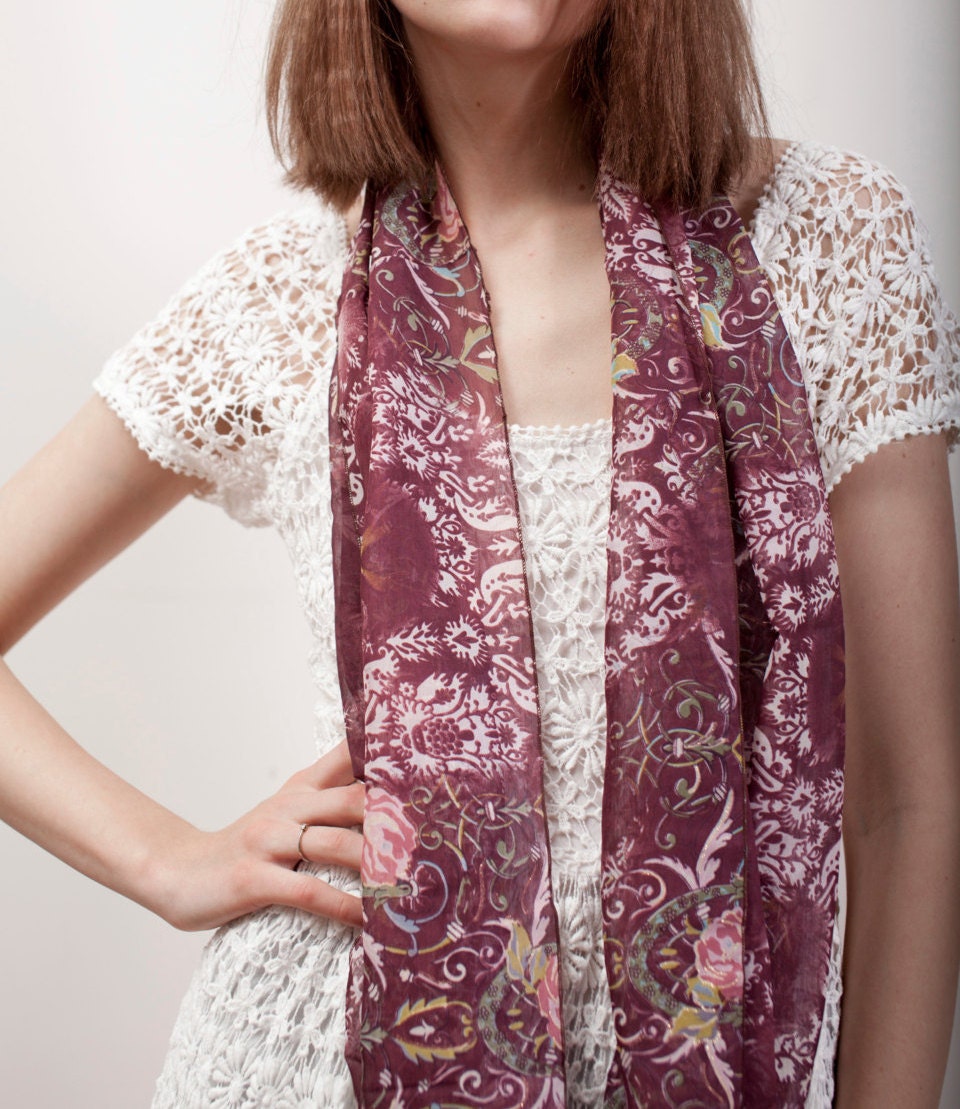 CLEARANCE Plum Arabesque Loop Circle Scarf infinity