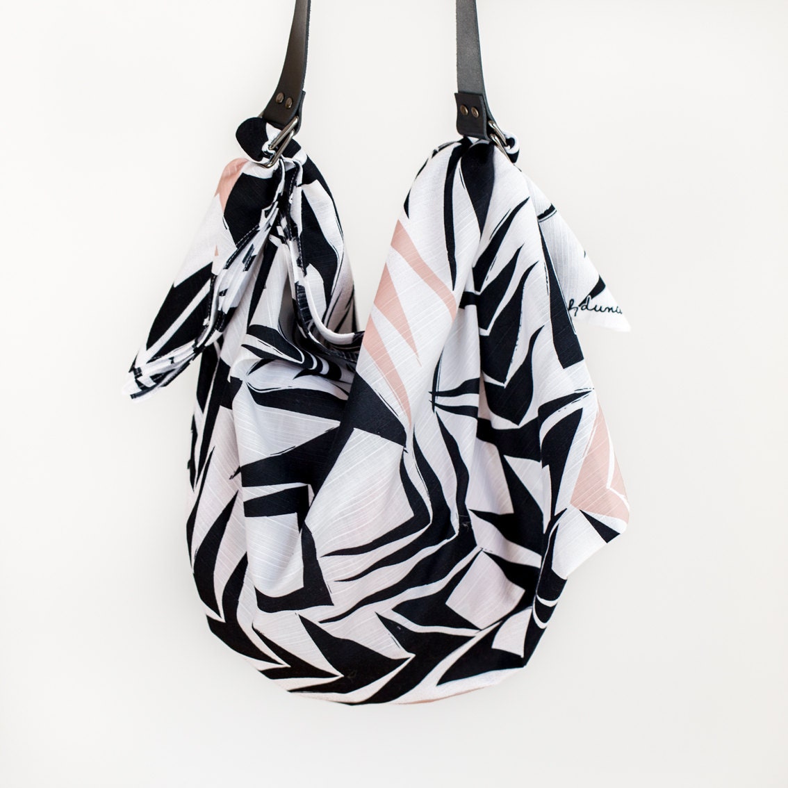 Angles Furoshiki & Black Leather Carry Strap Set