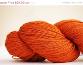 ON SALE 100% Wool Yarn 200 g, Pumpkin Orange, Fingering 3ply, Halloween, dk, Mega-Yardage FREE Shipping Worldwide
