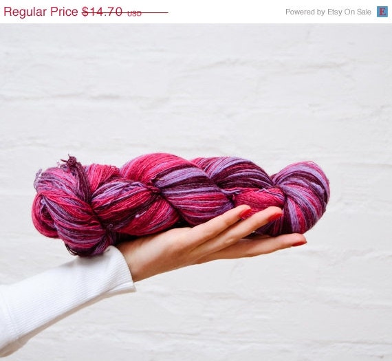 ON SALE 1 ply Lace Weight Kauni Wool Yarn, Hot pink, Candy Pink Lavender Deep Purple FREE Shipping Worldwide