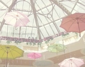 Pastel Umbrellas Photography - Whimsical Umbrellas - Pink Yellow Mint Pastel Dreamy Baby Girl Nursery Art Print (8x10)