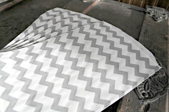 gray chevron favor bags ... 25 paper treat bags ... choose your color Il_570xn